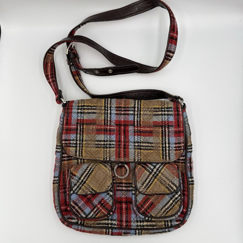 Vera Bradley Highland Patchwork Wool Plaid Crossbody Saddle Bag Shoulder